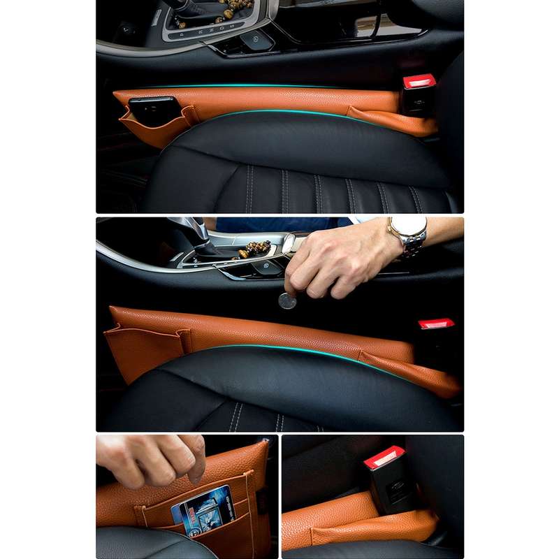 A Pair Universal Car Seat Catcher Gap Console Filler Seat Side Pocket Organizer Catcher Leak-Proof S