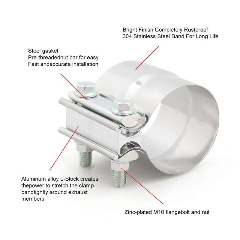 2.25 inch Car Turbo Exhaust Downpipe Stainless Steel Lap Joint Band Clamp