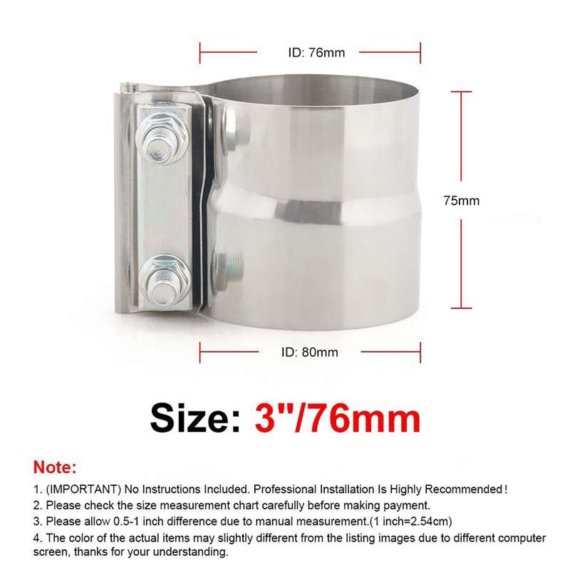 3 inch Car Turbo Exhaust Downpipe Stainless Steel Lap Joint Band Clamp