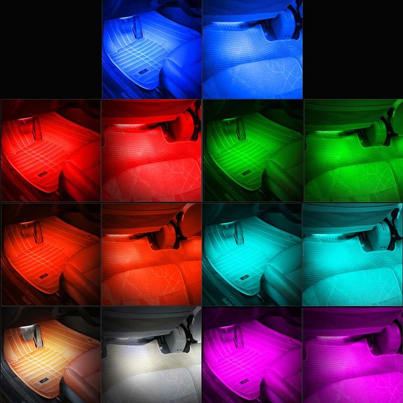 4 in 1 4.5W 36 SMD-5050-LEDs RGB Car Interior Floor Decoration Atmosphere Colorful Neon Light Lamp w
