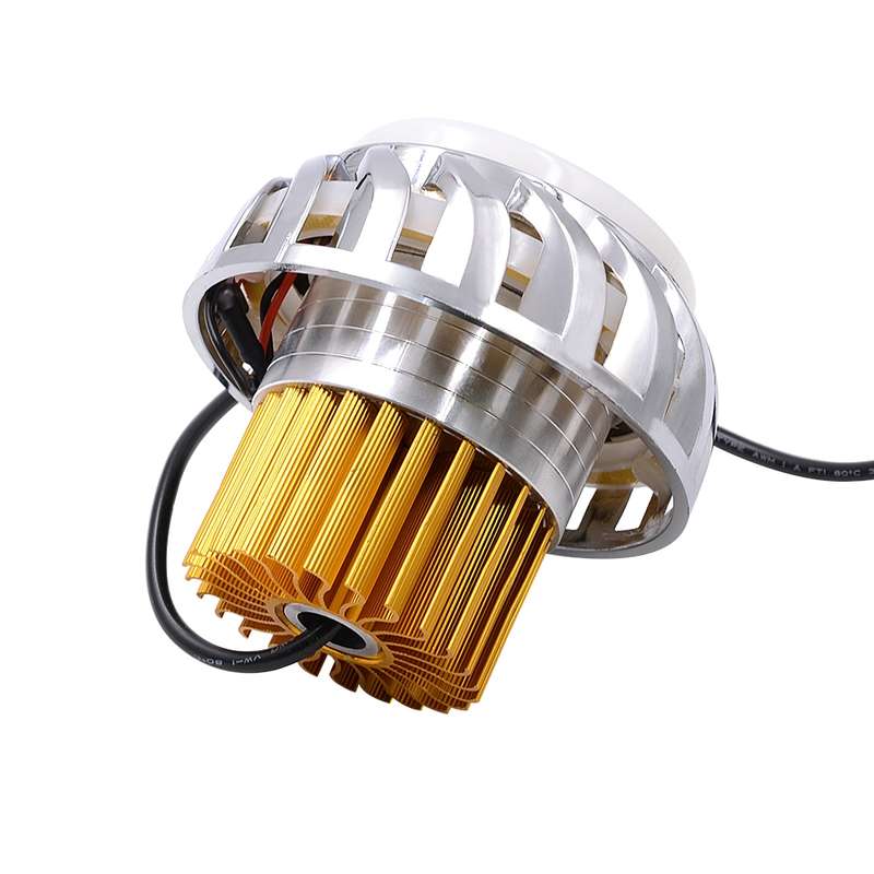 Motorcycle 30W DC 12V-85V LED Headlight Lens Built-in Whirlwind Double Aperture Angle Eyes + Devil E