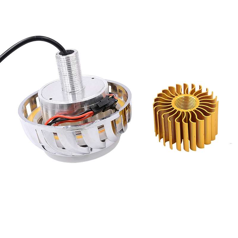 Motorcycle 30W DC 12V-85V LED Headlight Lens Built-in Whirlwind Double Aperture Angle Eyes + Devil E
