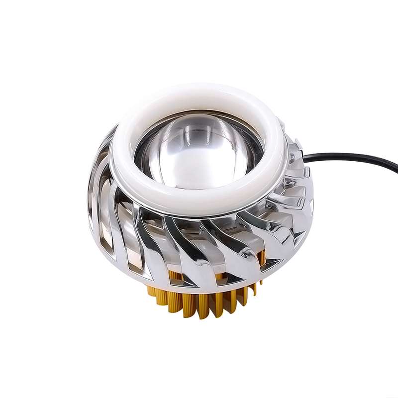 Motorcycle 30W DC 12V-85V LED Headlight Lens Built-in Whirlwind Double Aperture Angle Eyes + Devil E
