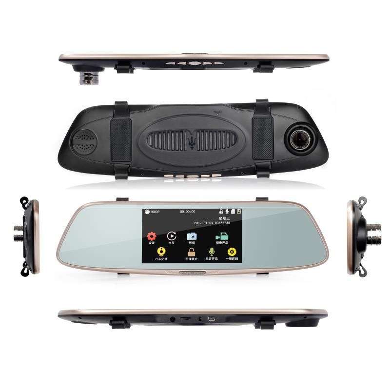 5 inch IPS Touch Screen Rear View Mirror Car Recorder with Dual Channel 720P Car Black Box, Separate