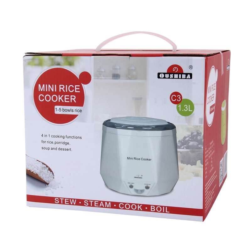 OUSHIBA Car Auto C3 Mini Multi-function Rice Cooker 12V 1.3L Volume for Rice Soup Noodles Vegetable