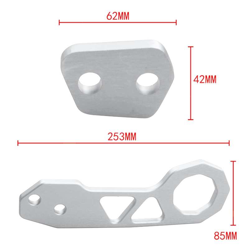 Aluminum Alloy Rear Tow Towing Hook Trailer Ring for Universal Car Auto with 2 x Screw Holes(Silver)