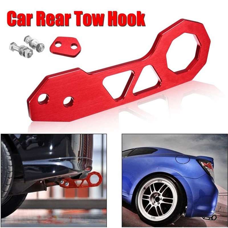 Aluminum Alloy Rear Tow Towing Hook Trailer Ring for Universal Car Auto with 2 x Screw Holes(Silver)