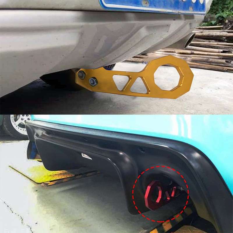 Aluminum Alloy Rear Tow Towing Hook Trailer Ring for Universal Car Auto with 2 x Screw Holes(Silver)