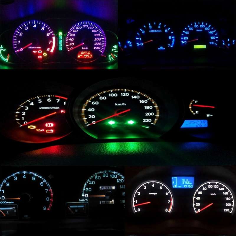 10 PCS 0.5W B8.5 Wedge Instrument Panel LED Light Dashboard Gauge Cluster Indicator Lamp Bulb (White