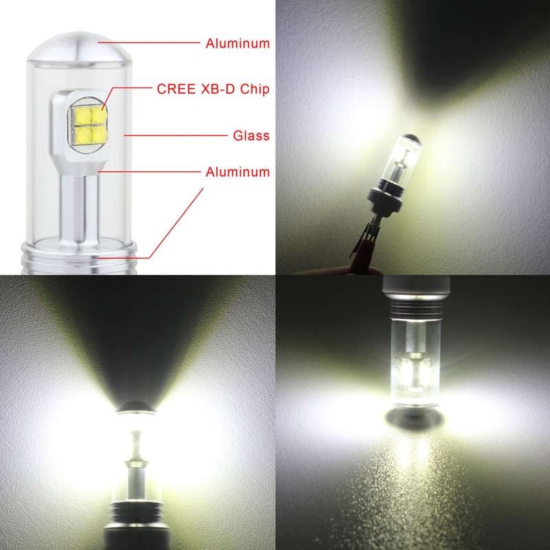 2 PCS 7440 40W 800 LM 6000K Car Turn Light Backup Light Brake Light with 8 Lamps, DC 12V(White Light