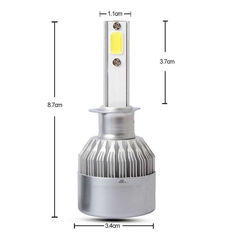 2 PCS H1 18W 1800 LM 8000K IP68 Canbus Constant Current Car LED Headlight with 2 COB Lamps, DC 9-36