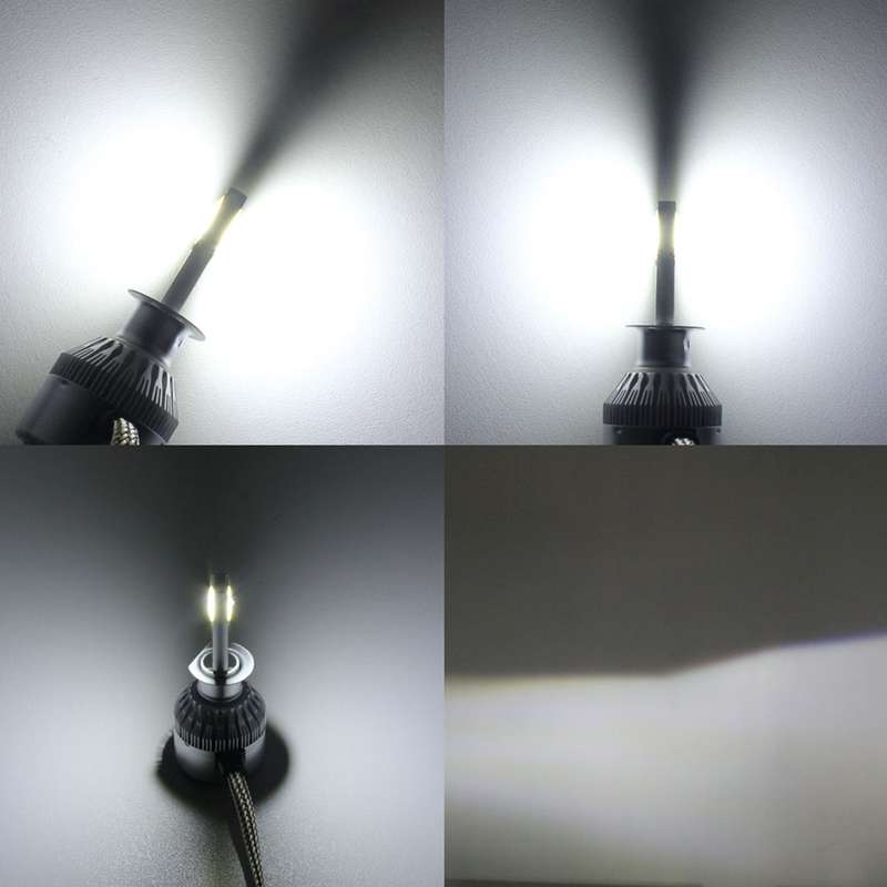 2 PCS H1 18W 1800 LM 6000K IP68 Canbus Constant Current Car LED Headlight with 2 COB Lamps, DC 9-36