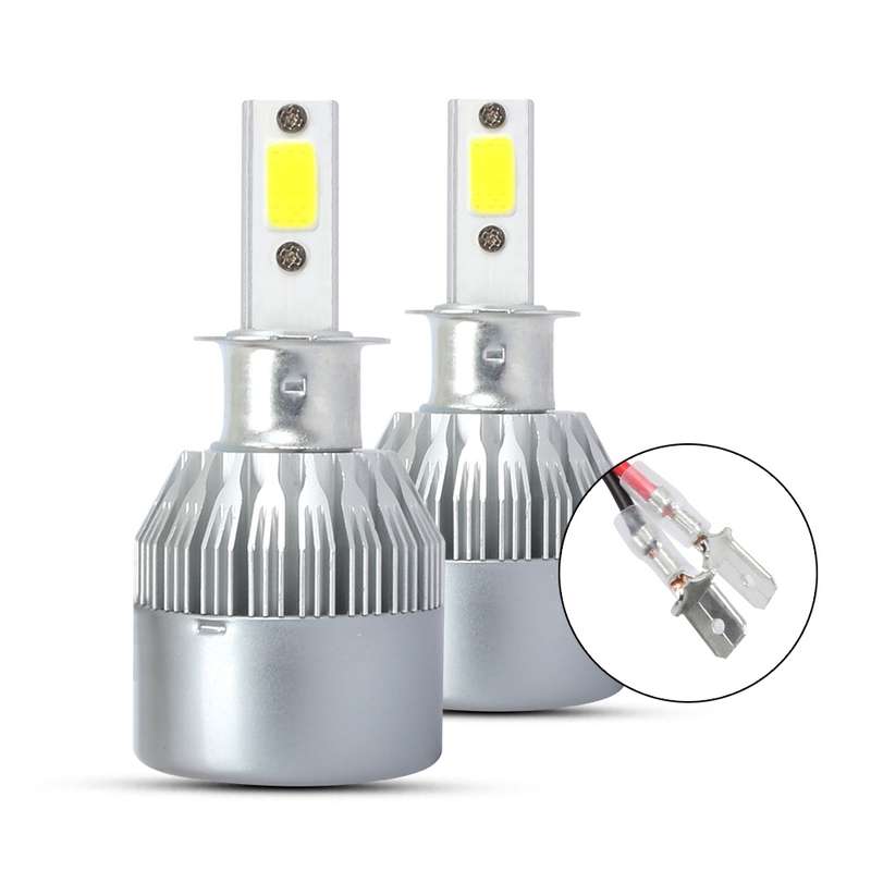 2 PCS H3 18W 1800 LM 8000K IP68 Canbus Constant Current Car LED Headlight with 2 COB Lamps, DC 9-36