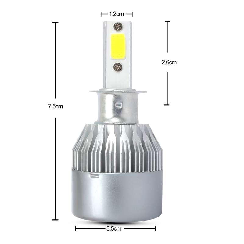 2 PCS H3 18W 1800 LM 8000K IP68 Canbus Constant Current Car LED Headlight with 2 COB Lamps, DC 9-36