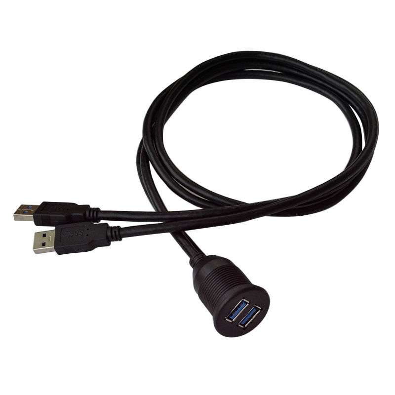 1m Flush Mount USB 3.0 Dock Car Ship Motorcycle Dashboard Panel Male to Female Data Waterproof Exten