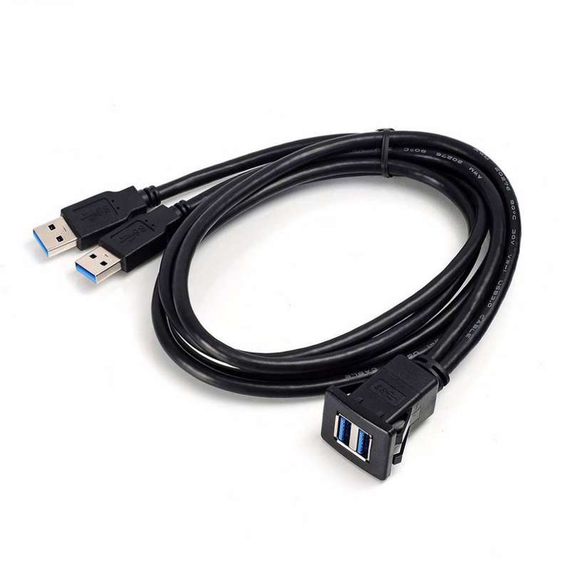 2m ABS Shell Flush Mount USB 3.0 Dock Car Ship Motorcycle Dashboard Panel Male to Female Data Waterp
