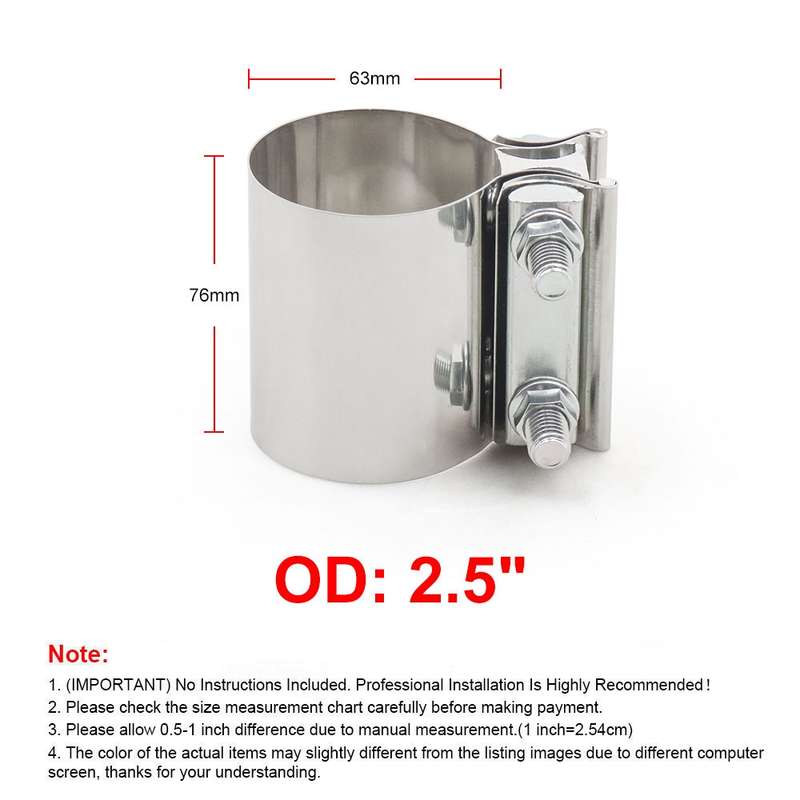 2.5 inch 63mm Car Turbo Exhaust Downpipe Stainless Steel Lap Joint Band Clamp