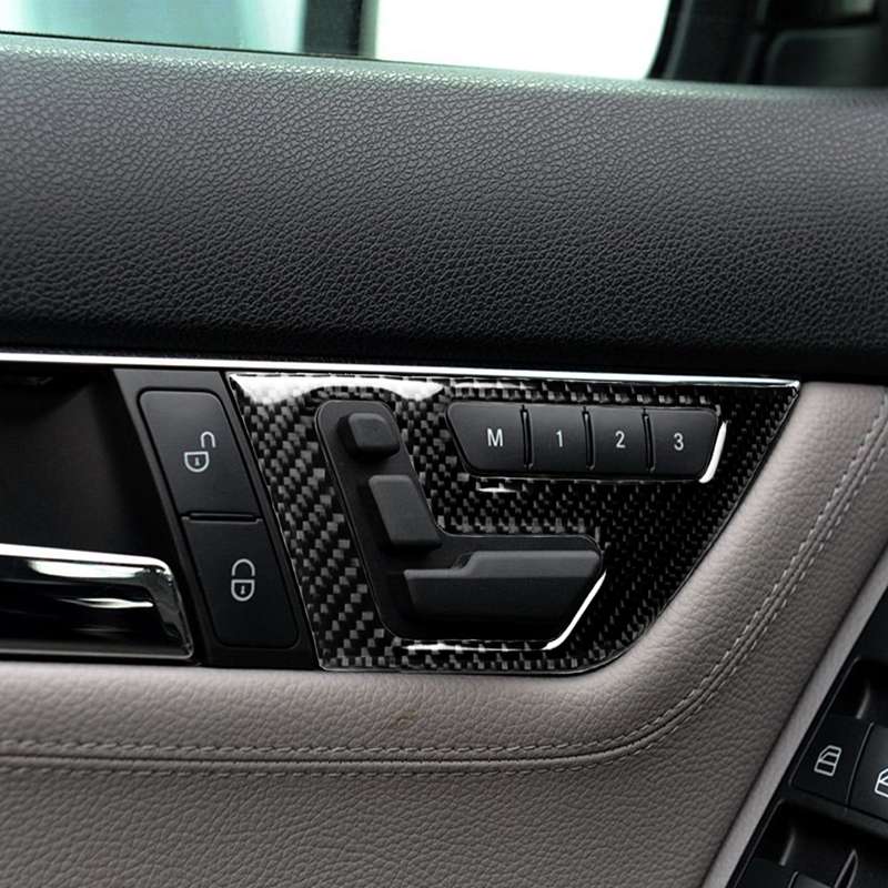 2 PCS Car Carbon Fiber Seat Adjustment Panel Decorative Sticker for Mercedes-Benz W204 2007-2013