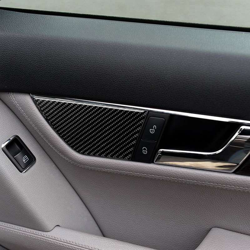 2 PCS Car Carbon Fiber Left Drive Seat Adjustment Panel Decorative Sticker for Mercedes-Benz W204 20