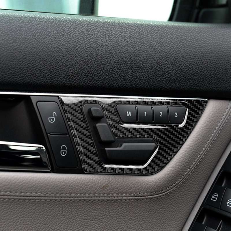 2 PCS Car Carbon Fiber Left Drive Seat Adjustment Panel Decorative Sticker for Mercedes-Benz W204 20