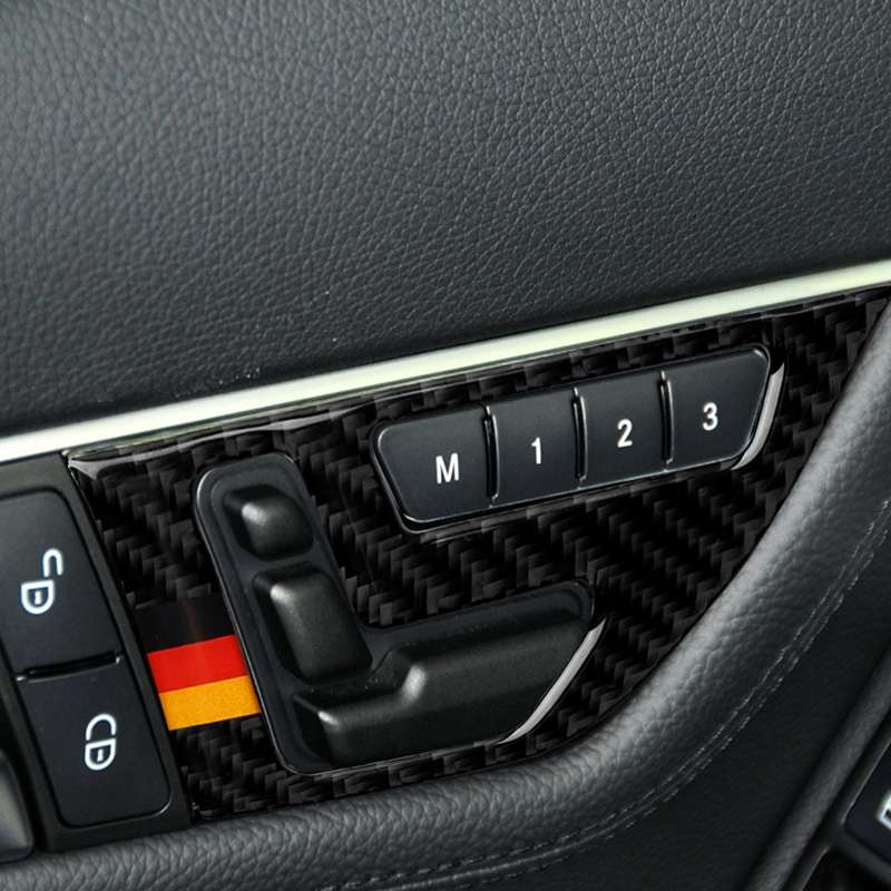2 PCS German Flag Car Carbon Fiber Left Drive Seat Adjustment Panel Decorative Sticker for Mercedes-