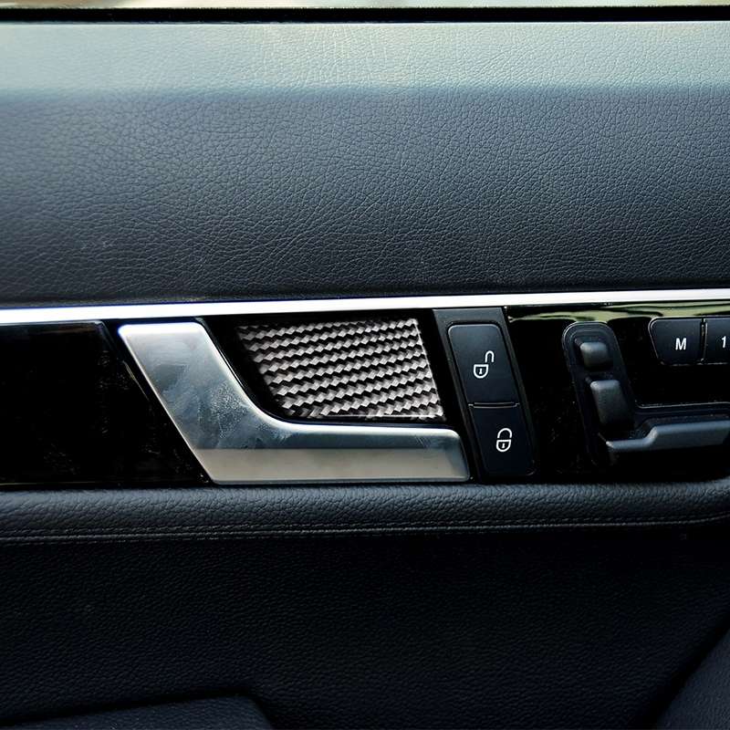 4 PCS Car Solid Color Carbon Fiber Door Inner Handle Wrist Panel Decorative Sticker for Mercedes-Ben