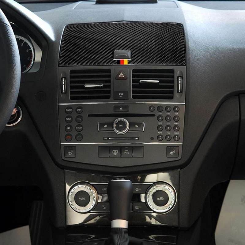 Car German Flag Carbon Fiber Console Navigation Panel Decorative Sticker for Mercedes-Benz W204 C Cl