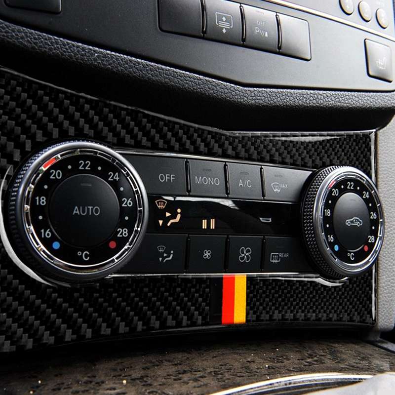 Car German Flag Carbon Fiber Air Conditioning Panel Decorative Sticker for Mercedes-Benz W204 C Clas