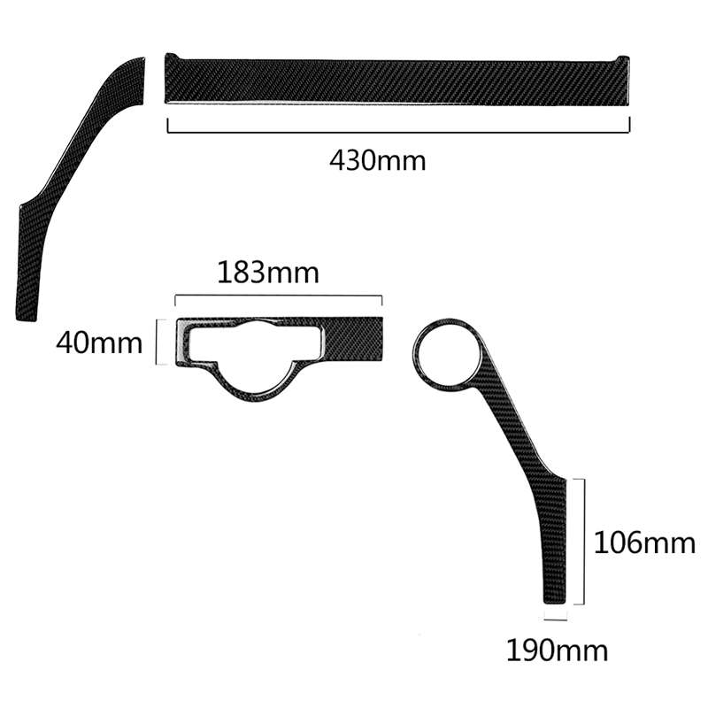 3 PCS Car Carbon Fiber Headlights Frame Decorative Sticker for Mercedes-Benz W204 C Class 2007-2010,