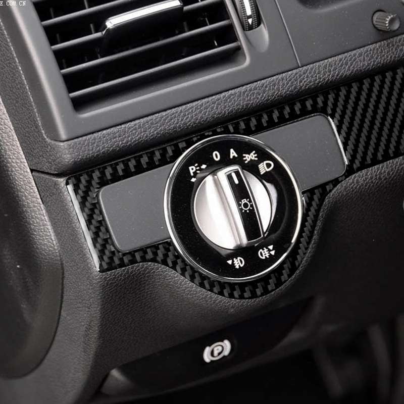 3 PCS Car Carbon Fiber Headlights Frame Decorative Sticker for Mercedes-Benz W204 C Class 2007-2010,