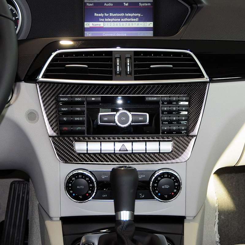 Car Carbon Fiber Central Control CD Panel Decorative Sticker for Mercedes-Benz W204 2011-2013 7-butt