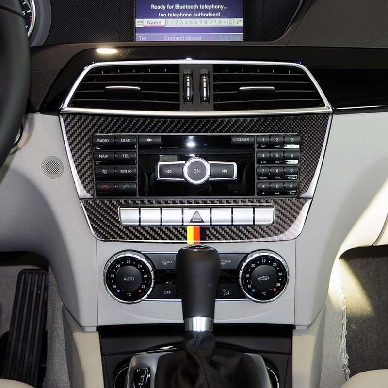 Car German Flag Carbon Fiber Central Control CD Panel Decorative Sticker for Mercedes-Benz W204 2011