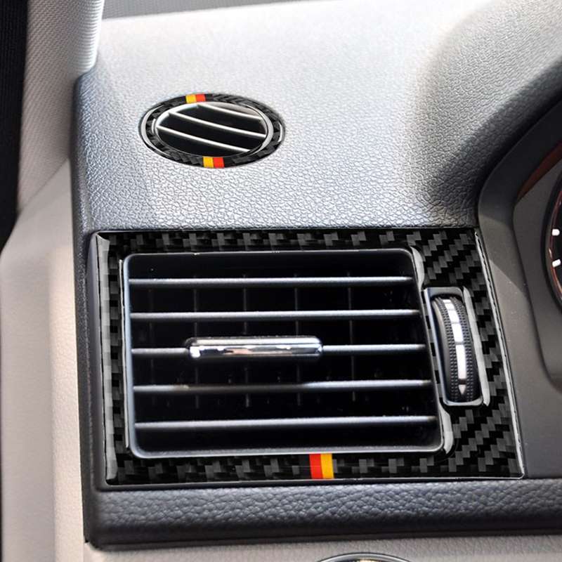 Car German Flag Carbon Fiber Air Outlet Ring + Intermediate Air Outlet + Side Air Outlet Panel Decor