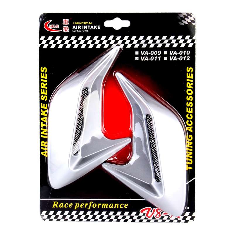 2PCS Plastic Decorative Air Flow Intake Turbo Bonnet Hood Side Vent Grille Cover With Self-adhesive