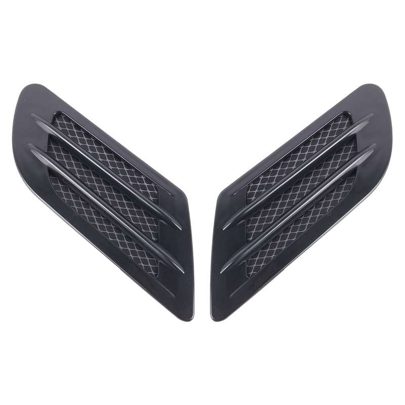2 PCS Euro Style Plastic Decorative Air Flow Intake Turbo Bonnet Hood Side Vent Grille Cover With Se