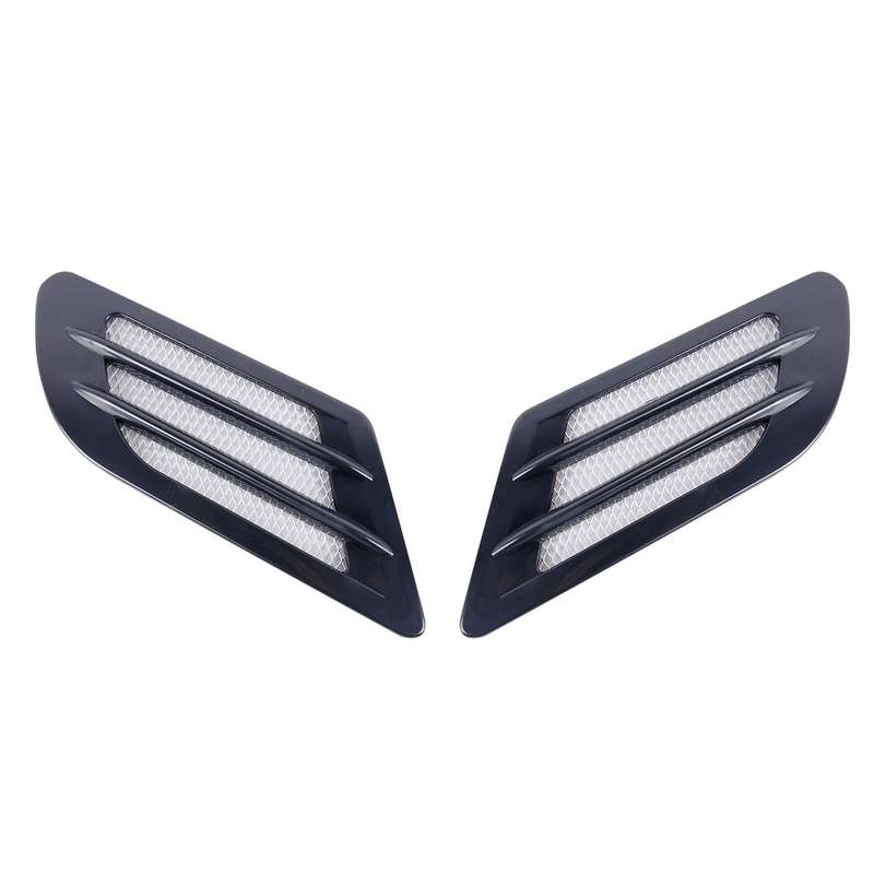 2 PCS Euro Style Metal Decorative Air Flow Intake Turbo Bonnet Hood Side Vent Grille Cover with