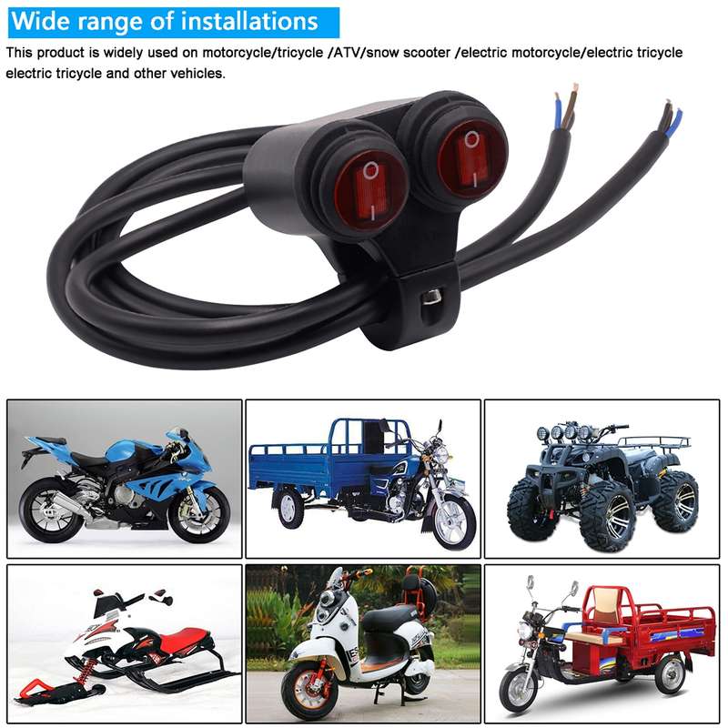 Motorcycle Headlight Auxiliary Light Waterproof Aluminum Alloy Double Flash Switches with Indicator