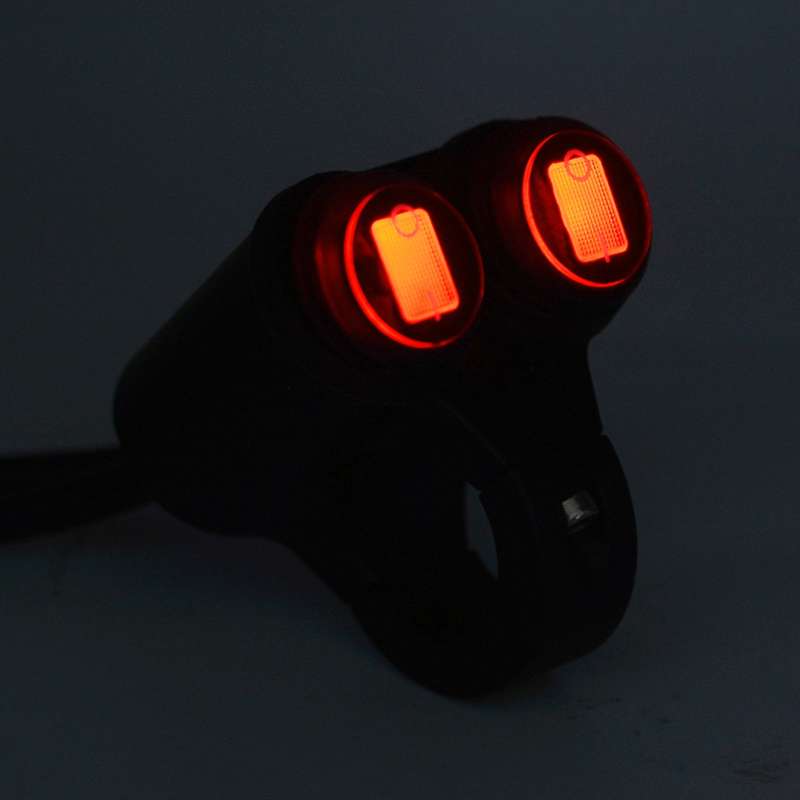 Motorcycle Headlight Auxiliary Light Waterproof Aluminum Alloy Double Flash Switches with Indicator