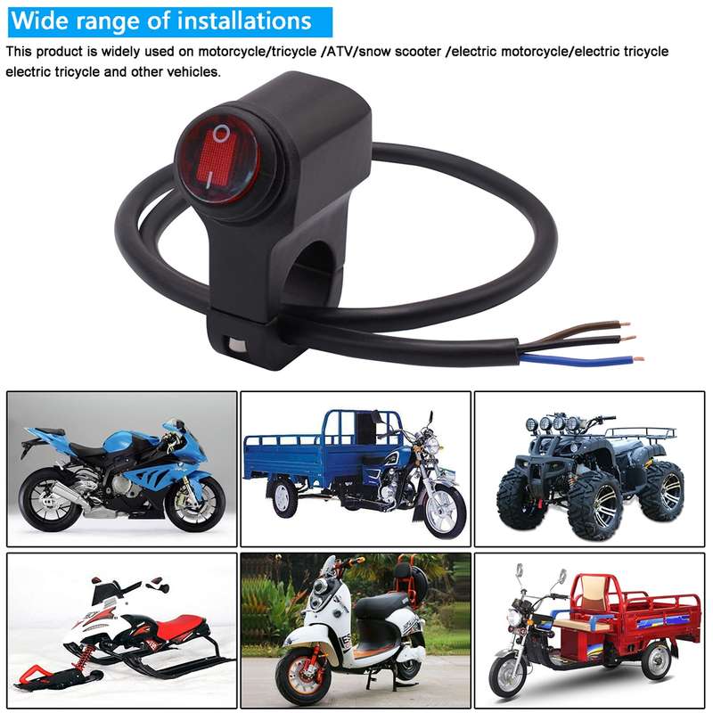 Motorcycle Headlight Auxiliary Light Waterproof Aluminum Alloy Single Flash Switches with Indicator