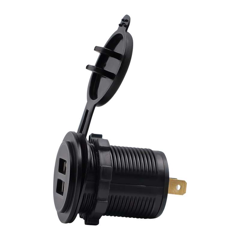 Universal Car Charger 2 Port Power Socket Power Dual USB Charger 5V 4.2A IP66 with Aperture(Blue Lig