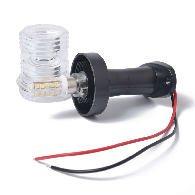 DC 12V 3W Marine Boat Yacht Stern Anchor LED Navigation Pedestal Light All Round 360 Degree White Li