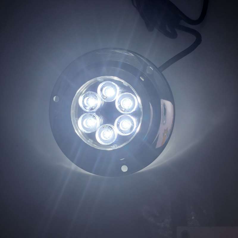 DC 10-30V 12W IP68 316 Stainless 6 LEDs White Light Underwater Light Boat High Power Bright for Mari