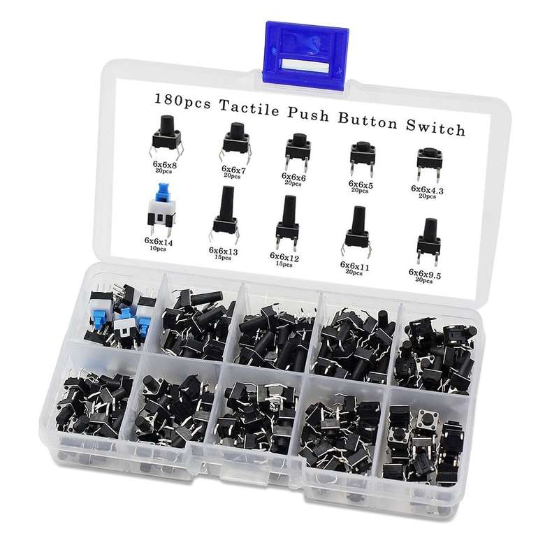 180 PCS Tactile Push Button Switch Kit Micro Switch