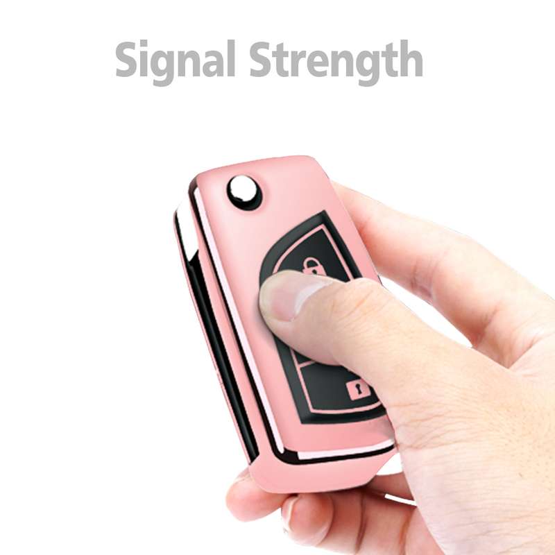 TPU One-piece Electroplating Opening Full Coverage Car Key Case with Key Ring for TOYOTA YARIS L / C