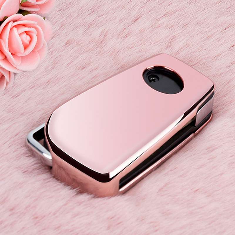 TPU One-piece Electroplating Opening Full Coverage Car Key Case with Key Ring for TOYOTA YARIS L / C