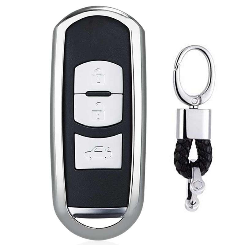 Electroplating TPU Single-shell Car Key Case with Key Ring for Mazda 3 AXELA / CX-8 / CX-5 / CX-4 /