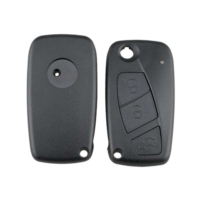 For FIAT Car Keys Replacement 3 Buttons Car Key Case with Side Battery Holder (Black)