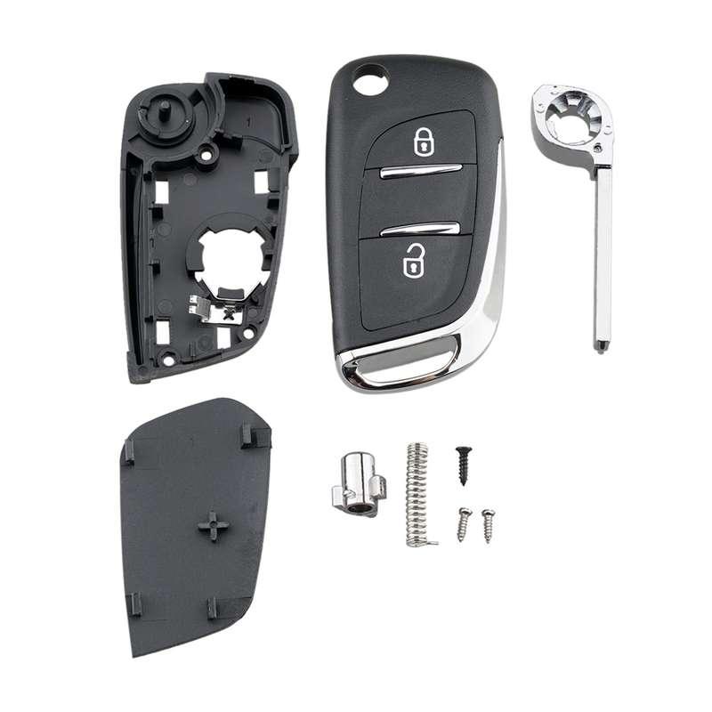 For PEUGEOT Car Keys Replacement 2 Buttons Car Key Case with Holder, without Grooved