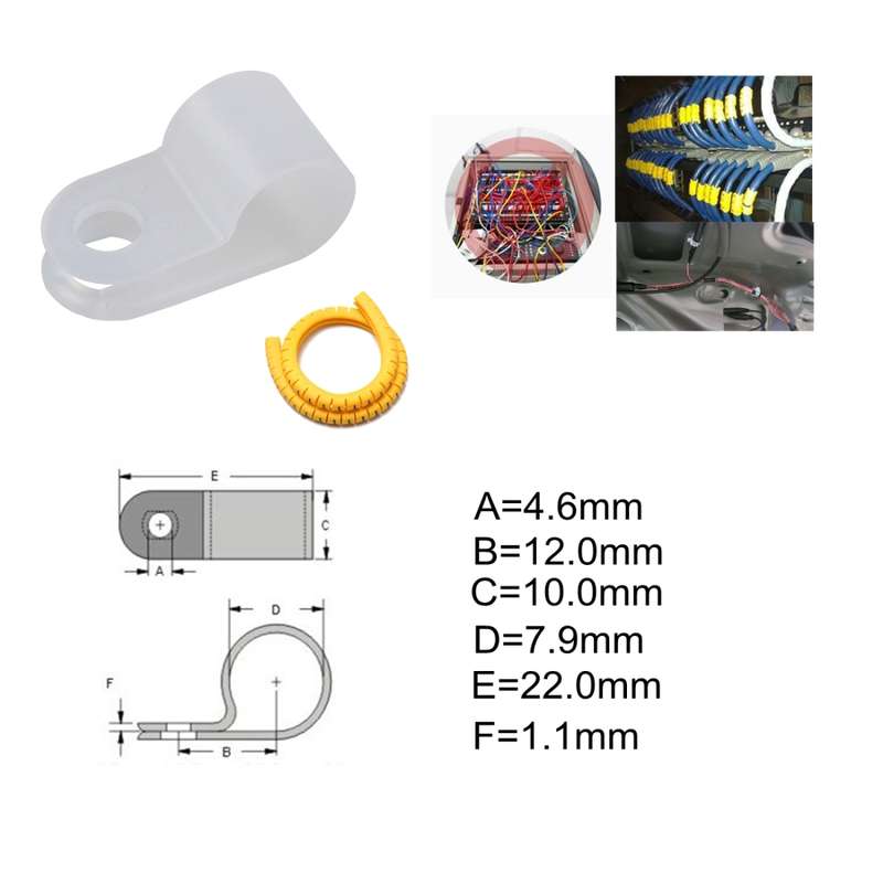 50 PCS 5/16 inch Rope Light R-Style Mounting Clips with Stainless Screws and Number Tube Cable Marke
