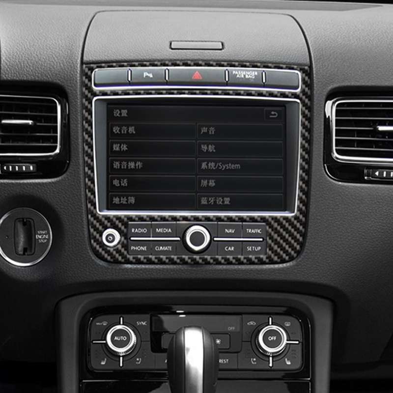 Car Carbon Fiber Navigation Panel Decorative Sticker for Volkswagen Touareg 2011-2018